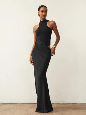 Vestido Longo Gola Alta sem Mangas Modern Hazel