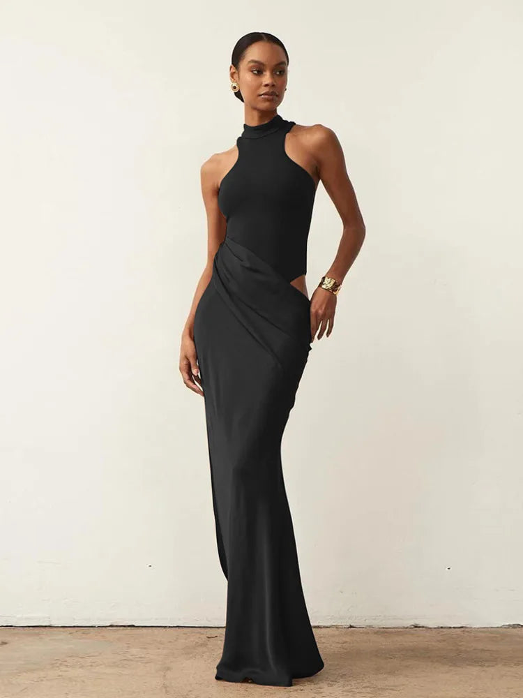 Vestido Longo Gola Alta sem Mangas Modern Hazel
