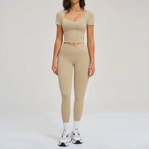 Conjunto Esportivo Blusa Meia Manga com Calça Legging Modeladora Modern Mulen