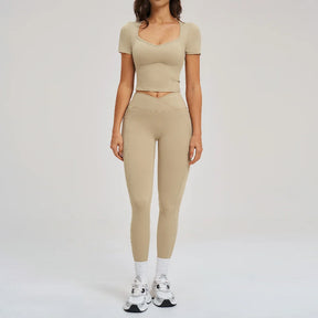 Conjunto Esportivo Blusa Meia Manga com Calça Legging Modeladora Modern Mulen