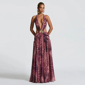 Vestido Longo Costas Abertas e Fenda Lateral Modern Daria