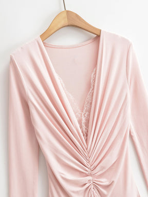 Vestido de Manga Longa Elegante Longo com Renda Modern Dyni