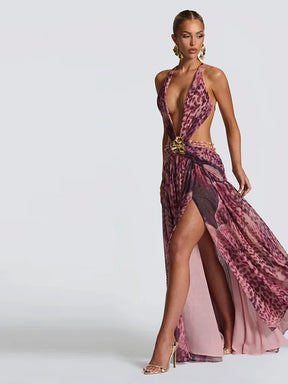 Vestido Longo Costas Abertas e Fenda Lateral Modern Daria