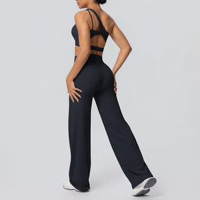 Conjunto Top Ombro Só com Sustentação e Calça Wide Leg Modern Motion