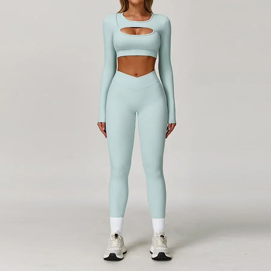 Top Manga Longa e Calça Legging Cós V Modern Flex