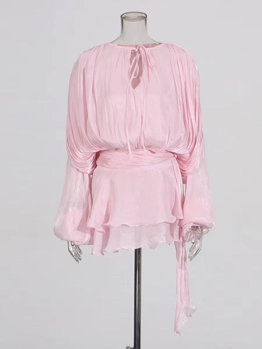 Vestido Curto com Saia de Babados Assimétrico Modern Bela