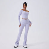 Conjunto Blusa Manga Longa e Calça Flare Cós Alto Duplo Modeladora Modern Auren