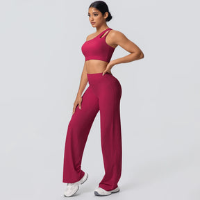 Conjunto Top Ombro Só com Sustentação e Calça Wide Leg Modern Motion