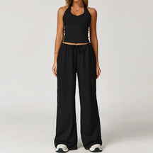 Conjunto Duas Peças Top Cropped e Calça Wide Leg Modern Comfy