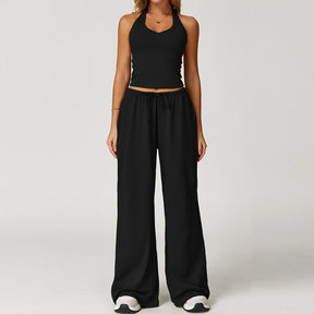 Conjunto Duas Peças Top Cropped e Calça Wide Leg Modern Comfy
