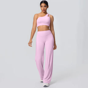 Conjunto Top Ombro Só com Sustentação e Calça Wide Leg Modern Motion