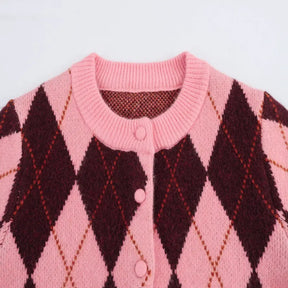 Cardigan Feminino Xadrez Tricot Modern Sophie