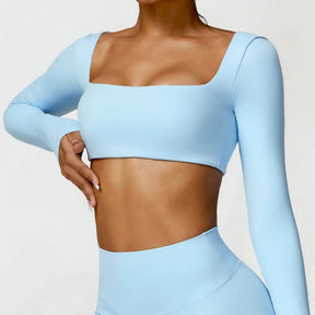 Top Manga Longa Push Up Decote Quadrado Modern Square