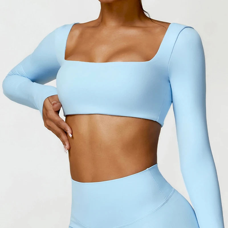 Top Manga Longa Push Up Decote Quadrado Modern Square