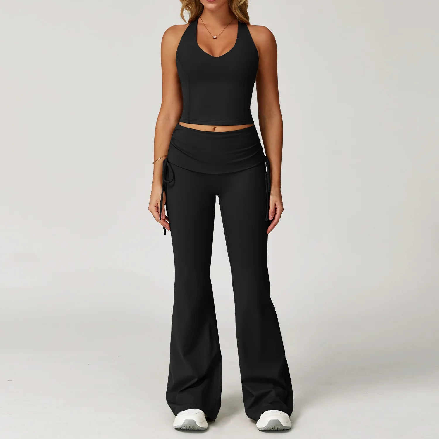 Conjunto Blusa Nadador e Calça Flare Cós dobrado com Regulagem Modern Louise