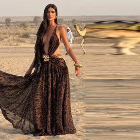 Vestido Longo Costas Abertas e Fenda Lateral Modern Daria