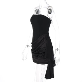 Vestido Curto Preto com Drapeado Modern Ember