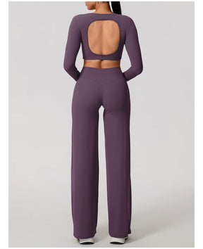 Conjunto Cropped Manga Longa e Calça Confy Modern Active