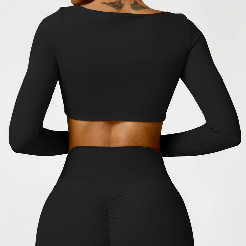 Top Manga Longa Push Up Decote Quadrado Modern Square