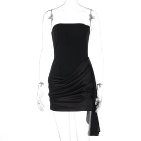 Vestido Curto Preto com Drapeado Modern Ember