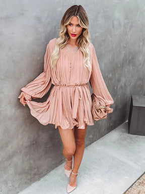 Vestido Manga Longa Plissado Tendência Boho Chic Modern Helise