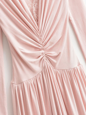 Vestido de Manga Longa Elegante Longo com Renda Modern Dyni