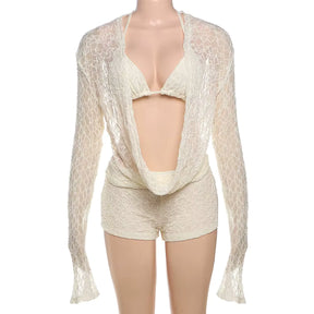 Conjunto Rendado Biquíni Short e Blusa Modern Marella