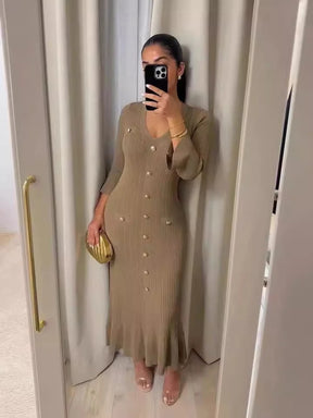 Vestido Manga Longa Flare Tricô Modal Modern Arilene