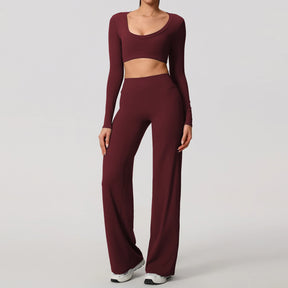 Conjunto Cropped Manga Longa e Calça Confy Modern Active
