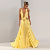 Vestido Longo Costas Abertas e Fenda Lateral Modern Daria