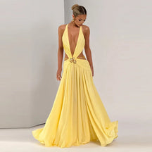 Vestido Longo Costas Abertas e Fenda Lateral Modern Daria