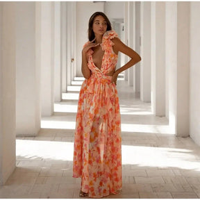 Vestido Longo com Babados no Ombro Modern Dalila