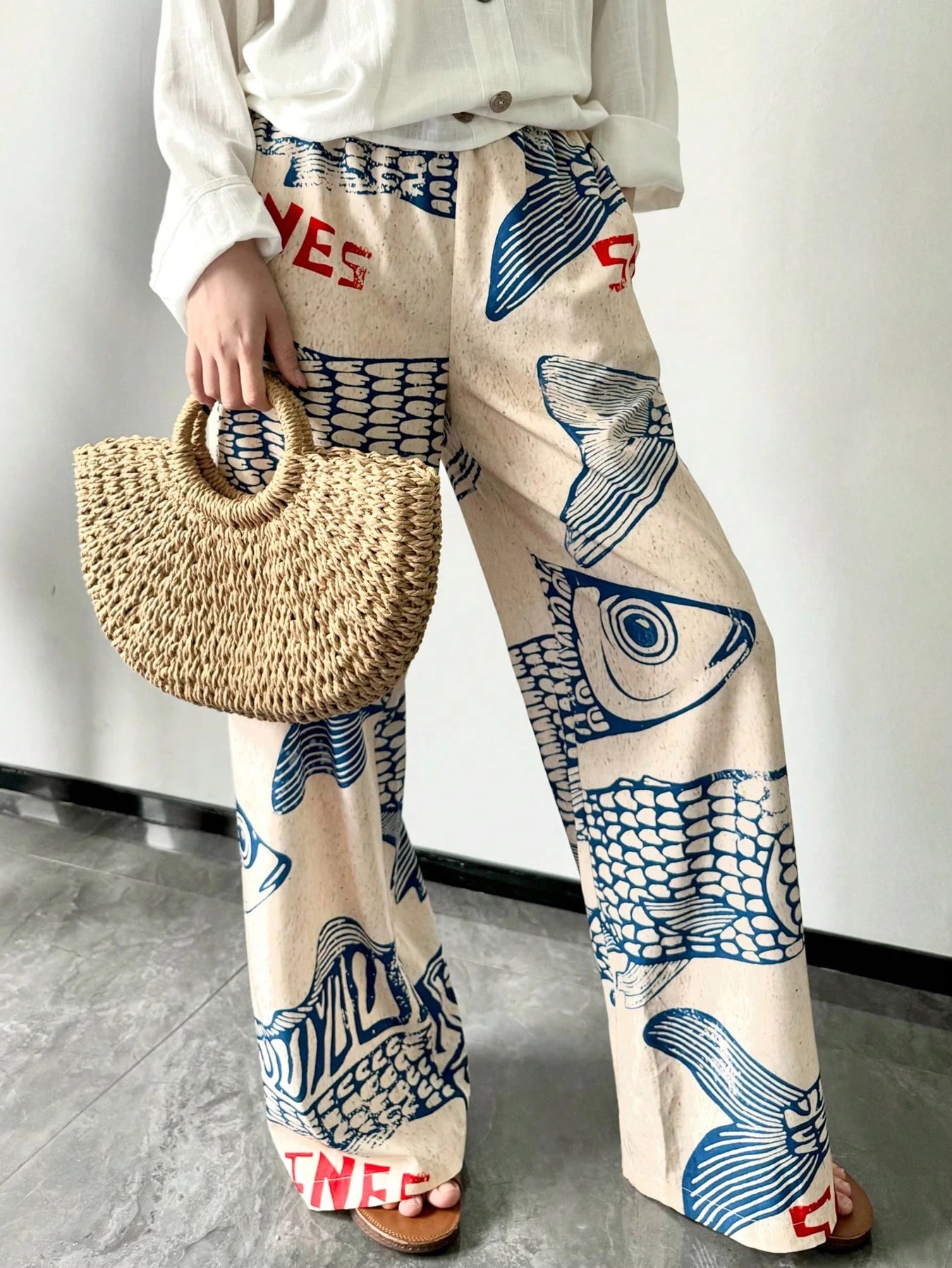 Calça Pantalona Praiana Estampada Modern Ohana