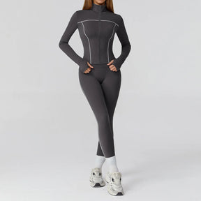 Conjunto Três Peças Jaqueta com Top Push Up e Calça Legging Modeladora Modern Style