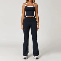 Conjunto Blusa Alça Push Up e Calça Cós Alto Flare Modern Comfy