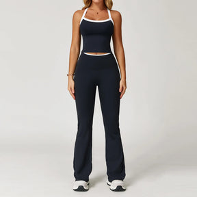 Conjunto Blusa Alça Push Up e Calça Cós Alto Flare Modern Comfy
