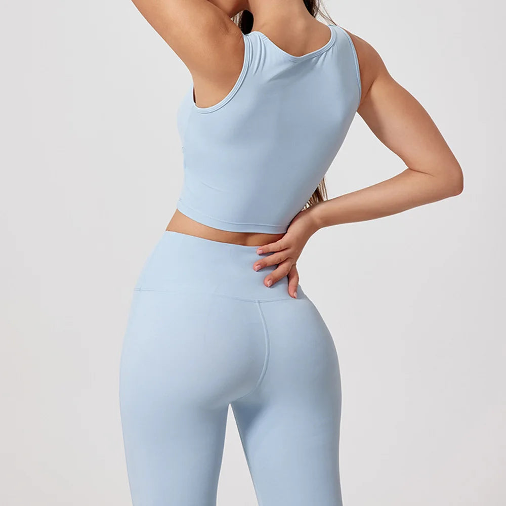 Top Cropped e Calça Flare Modeladora Efeito Push Up Modern Motion