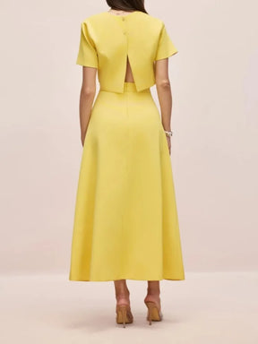 Conjunto Floral Cropped e Saia Midi Modern Iza