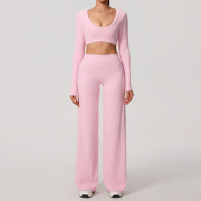 Conjunto Cropped Manga Longa e Calça Confy Modern Active