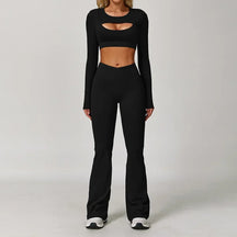 Conjunto Top Manga Longa e Calça Flare Cós V Modern Flex