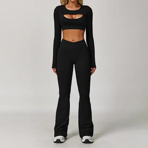 Conjunto Top Manga Longa e Calça Flare Cós V Modern Flex