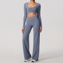 Conjunto Cropped Manga Longa e Calça Confy Modern Active