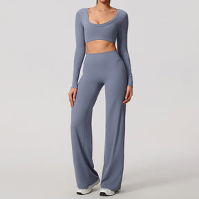 Conjunto Cropped Manga Longa e Calça Confy Modern Active