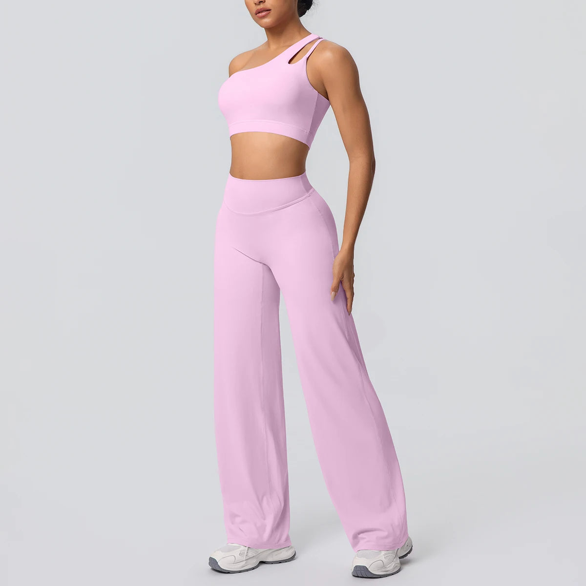 Conjunto Top Ombro Só com Sustentação e Calça Wide Leg Modern Motion