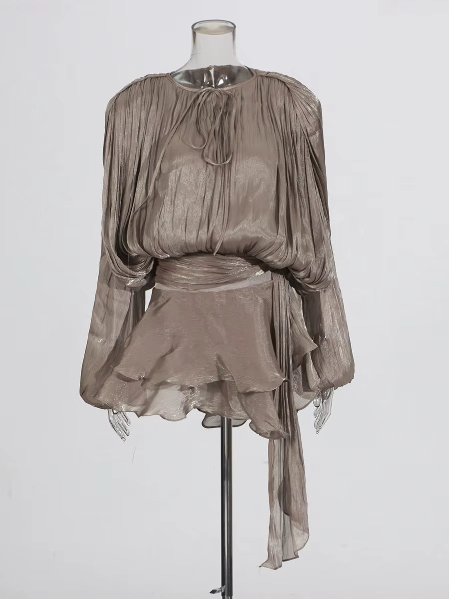 Vestido Curto com Saia de Babados Assimétrico Modern Bela