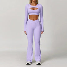 Conjunto Top Manga Longa e Calça Flare Cós V Modern Flex