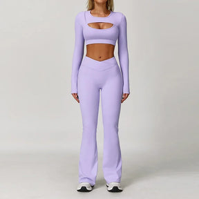 Conjunto Top Manga Longa e Calça Flare Cós V Modern Flex
