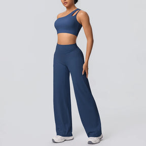 Conjunto Top Ombro Só com Sustentação e Calça Wide Leg Modern Motion