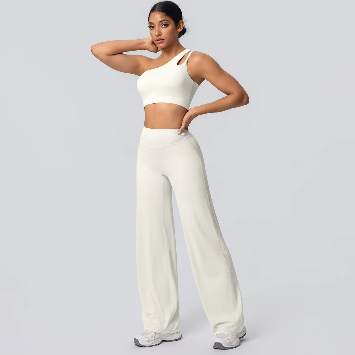 Conjunto Top Ombro Só com Sustentação e Calça Wide Leg Modern Motion