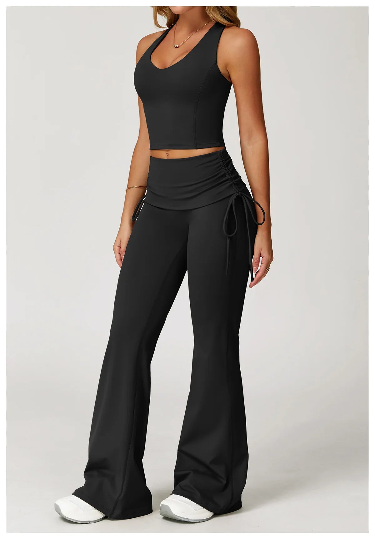 Conjunto Blusa Nadador e Calça Flare Cós dobrado com Regulagem Modern Louise